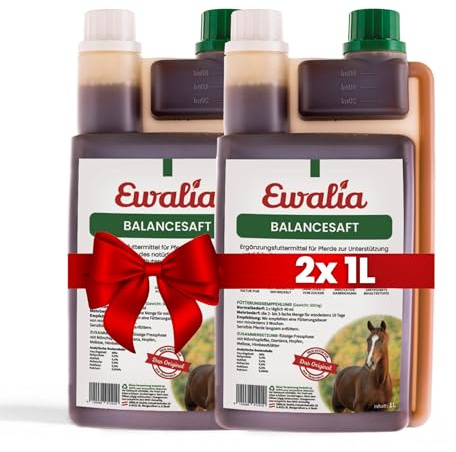 EWALIA Balancesaft - Premium Ergänzungsfuttermittel für Pferde zur Hormonbalance - Natürliche Unterstützung für Stuten und Hengste, für das allgemeine Wohlbefinden - Kraft der Kräuter – 2x1 Liter