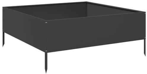 vidaXL Fioriera Rialzata da Giardino Nera 100x100x25 cm in Acciaio, fioriera rialzata, fioriera Rettangolare, fioriera, fioriera da Giardino