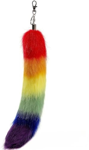 Nocyclonic 40cm Fell Schwanz fox tail Tierschwanz AnhängerKeychain Fuchsschwanz Fake Tail Auto Schlüsselketten Anhänger (O)