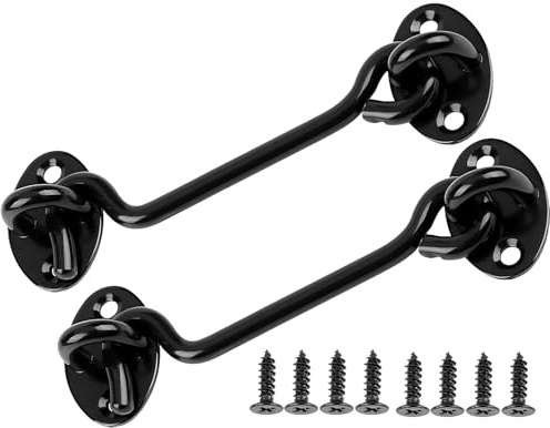 ZiYuya 2pcs gancio e chiavistello a occhiello, gancio porta in acciaio inox, gancio per cancello della cabina, gancio blocca gancio finestra chiusura con gancio e occhiello resistente gancio 4 Inch