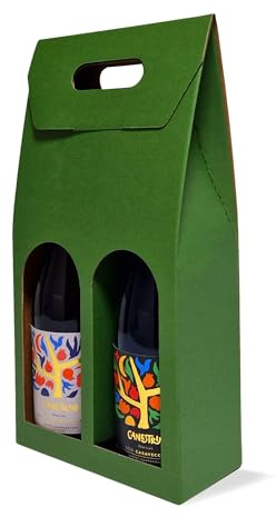 cubex professional 10 Weinflaschenhalter aus grünem Karton für 2 Weinflaschen – elegant und langlebig, perfekt für Weihnachtsgeschenke und umweltfreundliche Verpackung hochwertiger Flaschen