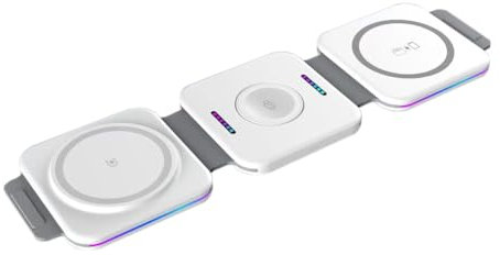 Support de charge sans fil pliable 3 en 1 pour smartphone, montre intelligente, écouteurs (sans fil), station de charge rapide avec sortie maximale de 15 W, design pliable compact, certifié FCC CE