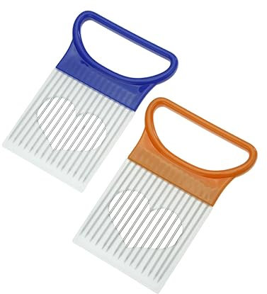 WEKADRIN Cortadora De Cebolla y Verduras De Inoxidable Con Mango Antideslizante Slicer Para Limón Tomate y Patatas Herramienta De Cocina Multifuncional Azul