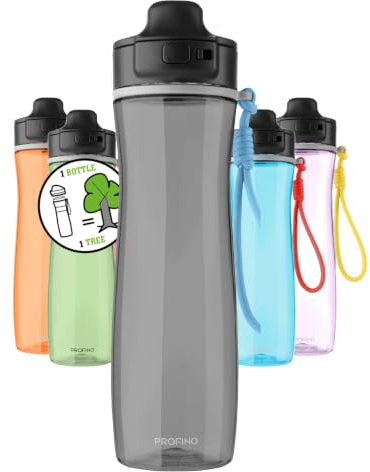PROFINO Active Sportflasche 750ml Schwarz, Tritan, Flip-Cap, BPA-frei | Wasserflasche aus Tritan, auslaufsicher, spülmaschinengeeignet, BPA-frei, für Sport und Outdoor, leicht, 206 g