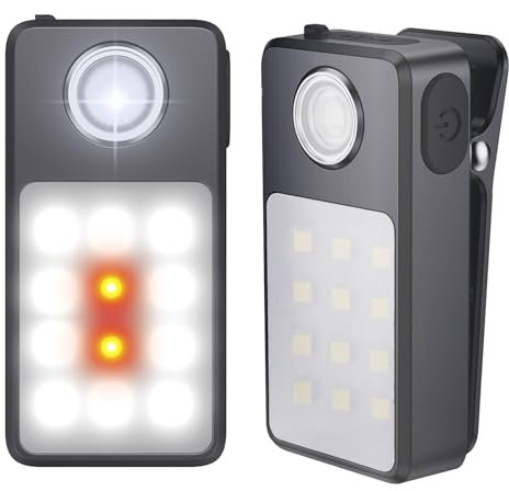 2 Stück Lauflicht USB-C Wiederaufladbar, 3 Helligkeitsstufen, Upgrade 2-in-1 Clip-Leuchte, IPX7 Wasserdichte Kompakte LED Taschenlampe für Abendspaziergang Joggen, Arbeiten, Camping (Schwarz)