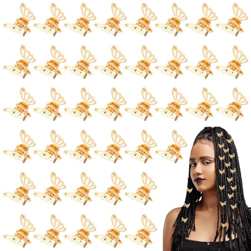 40 Stück Haarklammern Klein Metall Schmetterling Haarklammer Kleine Haarspangen Gold Hochzeiten Butterfly Hair Clips Schmetterlinge Haarschmuck für Dreadlock Damen Bräute Mädchen Und Frauen