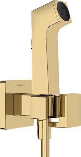 hansgrohe Douchette bidette E avec 1 type de jet (EcoSmart), incl. clapet anti-retour, support et tuyau de douche 1,25 m, pour eau chaude, Aspect doré poli, 29233990