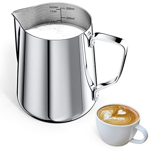 Brocca per latte da 350 ml in acciaio inox 304 – Brocca per caffè espresso per latte, cappuccino, espresso, latte e altro ancora