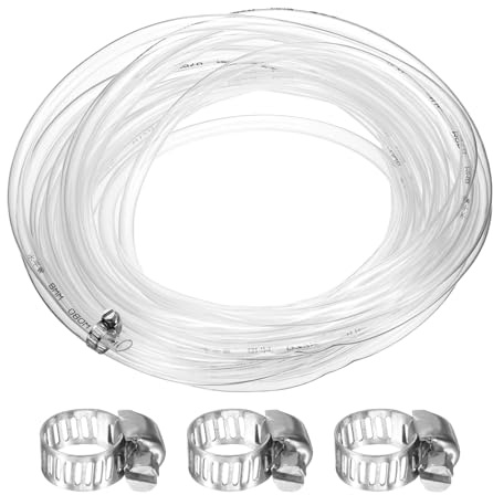 sourcing map PVC Clear Vinyl Tubing, 0.31 ID. 0.39 OD. 32.81 ft Length PVC Tube, Drain Hose, Water Pump Hose, Irrigation Pipe, Plastic Tube with Clamps for Water Oil Transfer, Transparent