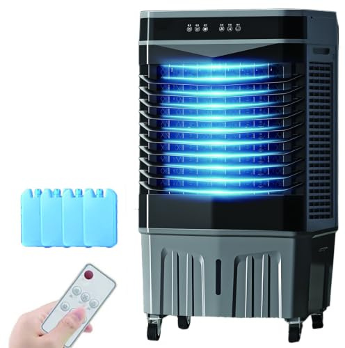 YCYRF Climatiseur Mobile sans Évacuation, Rafraichisseur d'air, Réservoir de 40 L, Oscillation à 120°, 4 Packs de Glace, Minuterie de 12 H, Télécommande, 3 Modes et 3 Vitesses(80cm/31in)