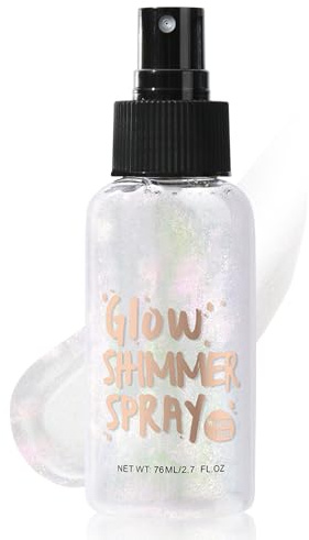 Shimmering Body Oil, Body Glitter Öl, Luminizer Körperöl für Strahlende Haut, Flüssig Highlighter Oil, Pflegendes & Feuchtigkeitsspendendes Body Glitzer Creme für Frauen und Mädchen (Silber Weiß)