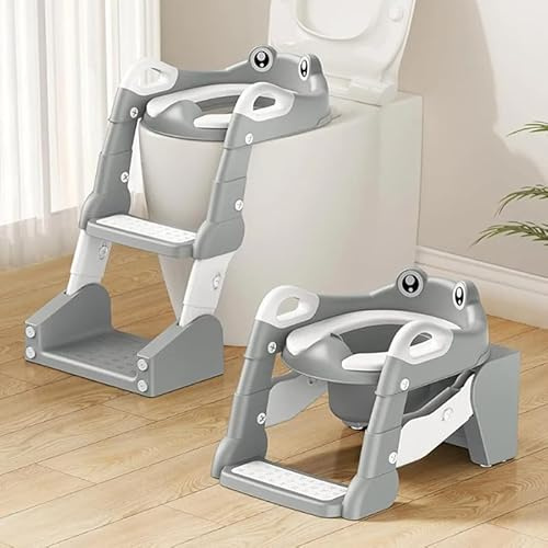 Sedile WC per bambini con scale, 3 in 1, per bambini, WC, pieghevole, per ragazzi e ragazze, sedile WC antiscivolo con orinatoio e cuscino morbido