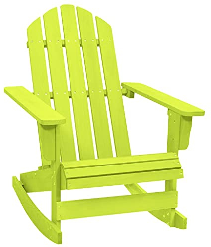 HaoChrymec Silla Mecedora, Mecedora Jardín Exterior de Madera de Abeto Macizo, Diseño Ergonómico y Resistente a la Intemperie, Sillón Balancín para Jardín y Terraza, Color Verde, 70 x 91.5 x 92 cm