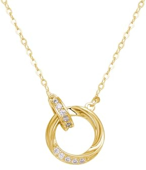 HinDaLi cirkel halsband sterlingsilver 925 för kvinnor flickor kvinnor guldkedja med rund berlock damer halsband choker zirkonia kedja med dubbel cirkel hänge smycken gåva