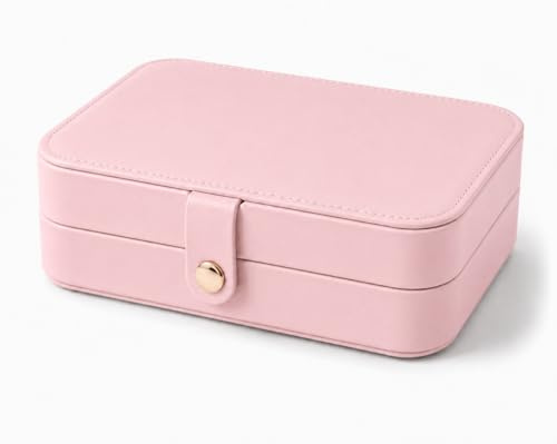 Top Sale Travel Jewellery Box for Women Light Pink – Compact Jewellery Organiser with Ring Holder, Necklace Storage and Adjustable Compartments – Portable Travel Jewellery Case Gift for Her