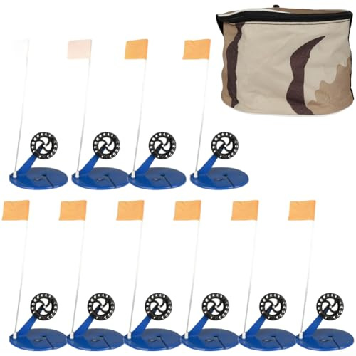 Vidonergy Juego de banderas de pesca en hielo con bolsa portátil para cubierta de caña, aparejos automáticos de pesca en hielo para manos, pesca de invierno, azul y naranja