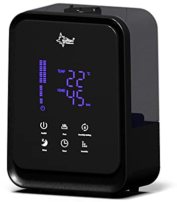 SUNTEC Humidificateur à Ultrasons Monsun 6000 Noir Silencieux | Diffuseur d'Arômes Avec Réservoir d'eau de 4,5 l | Nébuliseur avec 3 niveaux de Brume, minuterie et ioniseur