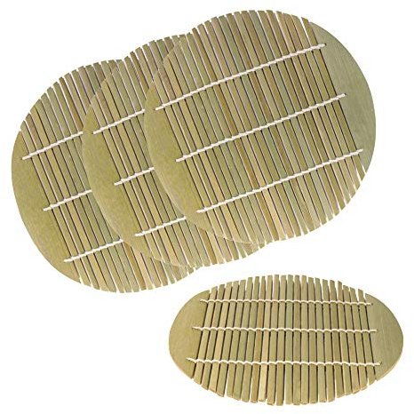 Grüne Bambus-Dampfeinlagen, Küchenmatte, Regal, Dampfgarer, Pad-Einsätze, 16,5 cm Durchmesser, 4 Stück