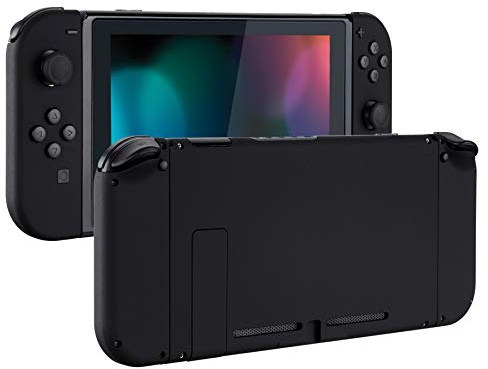 eXtremeRate Soft Touch Grip Back Plate for Nintendo Switch Console, NS Joy con Handheld Controller Housing with Full Set Buttons, DIY Replacement Shell for Nintendo Switch - Black