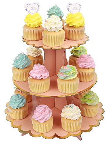 MengH-SHOP Cupcake-Ständer, 3 Ebenen, Karton, Halterung für kleine Torten, für Babyparty, Kinder, Party, Geburtstag, Themenparty