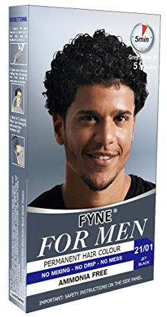 FYNE - Colore permanente per capelli nero corvino | Colorazione per capelli grigi da uomo con applicatore a pettine incluso | Tintura per capelli dall'aspetto naturale | Nessuna miscelazione pronta da