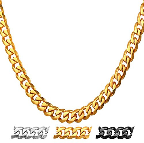 U7 Klassische Panzerkette für Damen Herren Edelstahl/18k vergoldet kubanische Gliederkette Hip-Hop Kette 3/6/9/12mm breit Kubanische Kette für Männer Jungen in 36/46/51/55/61/66/71/76cm