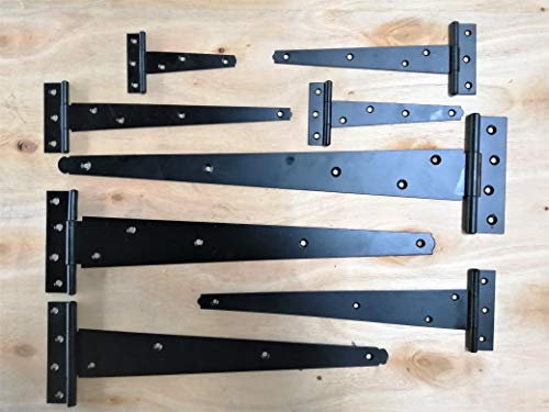 T-Scharniere für Schranktüren, 100 mm – 450 mm, 400 mm, 3 Paar – 6 Scharniere, Schwarz