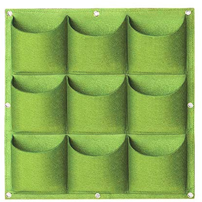 WHATWEARS Pflanzbeutel zum Aufhängen, 9 Taschen, vertikaler Wand-Pflanzgefäß, Wachstumstasche, für drinnen und draußen, Gartenarbeit, vertikale Begrünung, Blumenbehälter, Pflanztaschen