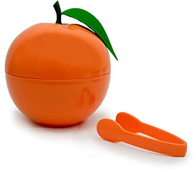 CÉCOA Ice Bucket, Orange, Double Walled with Tongs and Lid, Airtight, Ideal for Appetizers, Drinks and Cocktails