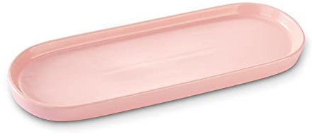 Ceramic Bathroom Counter Tray - Simple Style Design for Cosmetics, Bathtub, Perfume, Shampoo, Liquid Soap - Suit for Bathroom and Kitchen (Pink)