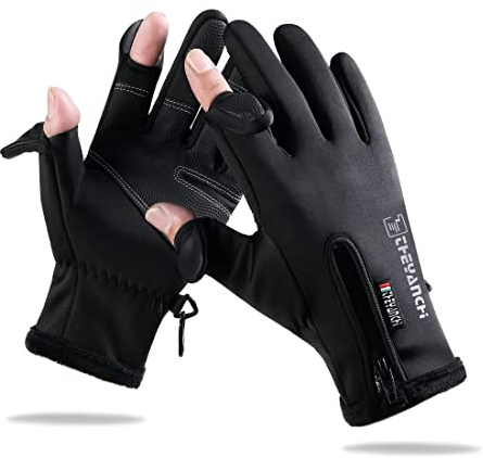 NewDoar Gants d'hiver Gants de pêche 2 Doigts coupés Flexibles pour Hommes et Femmes pour la Photographie Pêche à la Mouche Pêche sur Glace Course à Pied Écran Tactile Randonnée Jogging Cyclisme-XL