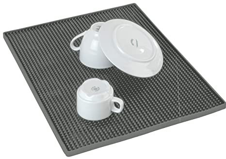 WENKO Geschirr-Abtropfmatte Maxi, extra große Gummimatte 40 x 30 cm, mit Noppenstruktur zum Abtropfen von Geschirr & Gläsern, Kunststoff, Grau