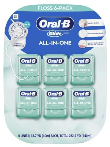 Oral-B Glide All-In-One Dental Floss, Mint, 6 Count