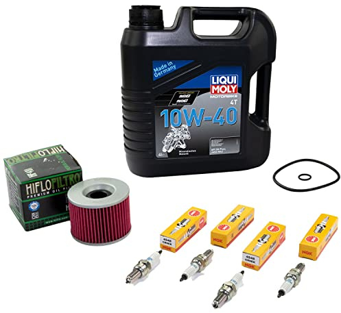 Wartungspaket Öl 4L + Ölfilter + Zündkerzen für Kawasa ki ZRX 1100 ZRX1100 ZRX 1200 ZRX1200 Baujahr 1997-2006