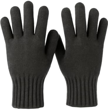 CLASSE77 - Guanti invernali in maglia in puro cachemire da uomo - Artigianali - Made in Italy (Nero)