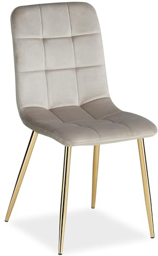 Homestyle4u Polsterstuhl Samt Hellgrau Esszimmerstuhl Gold | Gepolsterter Sessel mit Samtbezug & Goldbeinen für Esszimmer, Wohnzimmer & Home-Office