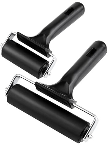Gummiwalzen, 2 Stück Kleberwalze Andrückroller Linoldruck Set Stempeln Drucken für Druckgrafiken Tapeten Blockdruckstempeln Anti-Rutsch-Klebeband