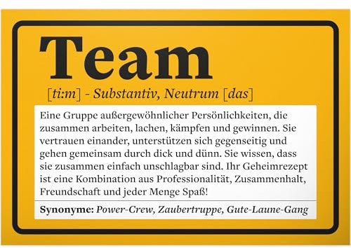 DankeDir! Team Definition - 30 x 20 cm Schild - lustiger Spruch Spruchschild Geburtstagsgeschenk Türschild - Kollegen Abschied Deko Geschenk Geschenkidee Büro Teamkollegen Arbeitskollegen