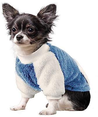 NAMSAN Hundepullover für Kleine Hunde Winter Hundepullover mit Taschendesign Warm Fleece Hundepulli für Kleine Hunde/Welpe-Blau, M