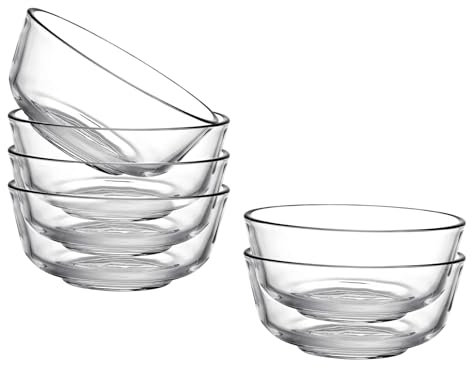 binsakao Small Glass Bowls Set of 6 - Clear Glass Prep Bowls, Serving Bowls Dishes for Dessert, Candy, Nuts, Ice Cream, Snack 310 ml