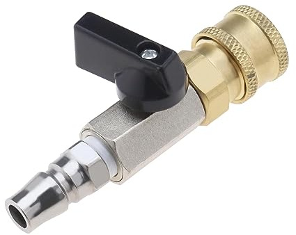 OTOTEC Válvula de bola neumática de acoplamiento de cambio rápido de aire comprimido, válvula dosificadora, válvula de cierre de 1/4 pulgadas con boquilla de enchufe 1/4 conector rápido de estilo