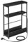 VASAGLE Mesa Auxiliar con Multienchufe, Mesita Estrecha con 3 Estantes, para Espacios Pequeños con Revistero, para Salón, Dormitorio, Estudio, Negro Ébano y Negro Tinta LET335B02