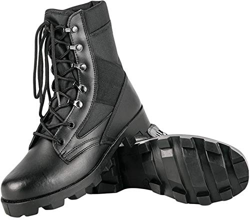QAXZESA Uomo Ultraleggero Traspirante Militare Stivali All'aperto Deserto Stivaletti Tattici Stivali da Combattimento Stivale della pattuglia dell'Esercito Scarpe della Polizia di Sicurezza,Black-42