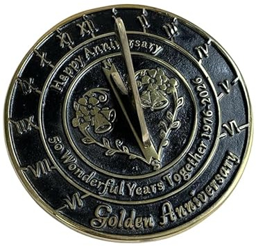 REDSKY TRADER 50th Anniversary Sundial Golden Wedding Memorial Gift for Love Ones 8 inches Home and Garden Decor