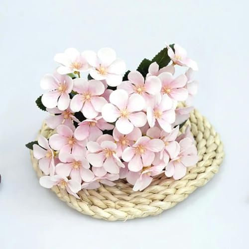 RIJPEX Simulierte Apfelblüten-Begonie, künstliche Blumendekoration, Haushaltsornamente, Arrangement, künstliche Blumen, Babyrosa, 5 Stück