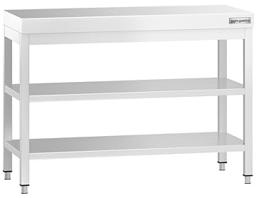GGM Gastro | ATK107#ZB | Edelstahl Arbeitstisch PREMIUM - 1000x700mm - mit Grundboden & Zwischenboden