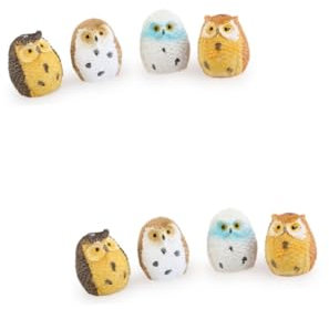 VANZACK 8 STK Mini-Hauseulen Miniature Garden Miniature Animal Garden Decoration Ornaments Harz Mini Miniaturpflanzen Mikrolandschaft Eulen Mikrolandschaftsornament Statue Vögel Zubehör