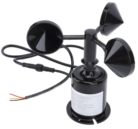 Wind Speed Sensor, 3 Cups Anemometer Replacement with Cable for Weather Station to Test The Wind Speed, 0-45m/s High Accuracy Wind Measuring Detector