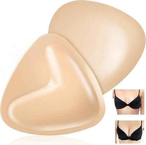 Soutien-Gorge Adhésif Invisible Push-Up, Coussinets Triangulaires Autocollants Réutilisables, sans Bretelles, Maintien Naturel pour Maillot de Bain, Robe, Bikini(Beige)