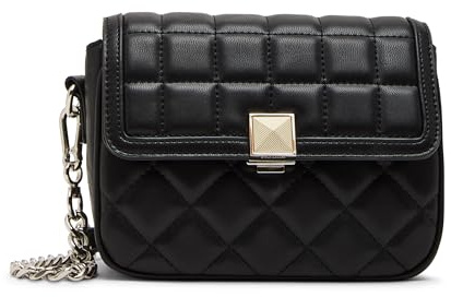 Steve Madden Damen Mixed Quilt Flap Crossbody Carla Umhängetasche mit gesteppter Klappe